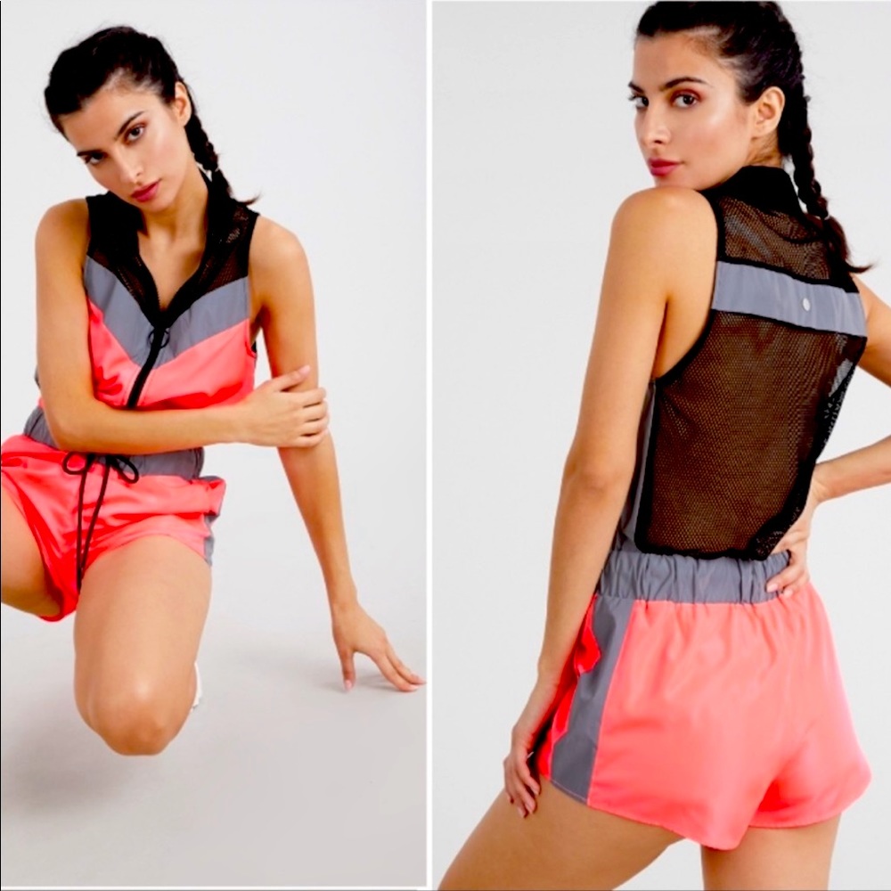 Neon Pink Reflective Romper, NWOT